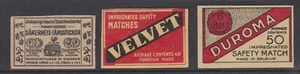 Safety Matches Matchbox Label - Jonkopings, Velvet, Duroma - Picture 1 of 1