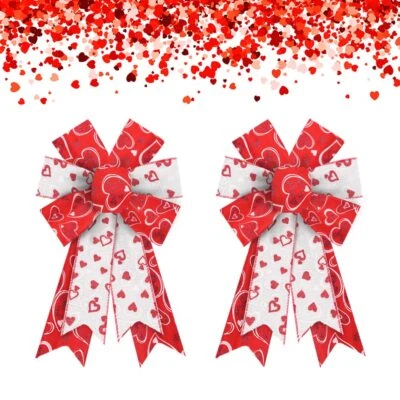 2 PIEZAS Arcos de San Valentín Corona de Arpillera Decoraciones Rojo Blanco Diseño Corazón Foto 1 de 4