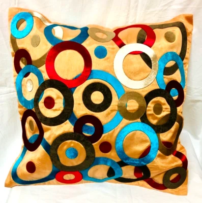 Multi colour velvet circle organza decorative decorative Pillow Throw cover - Image 1 of 4
