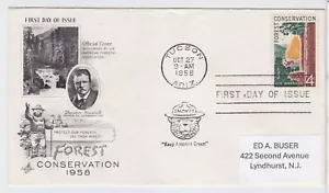 TurtlesTradingPost- Forest Conservation- Smokey Bear 1958 #1122 Artcraft FDC - Picture 1 of 1