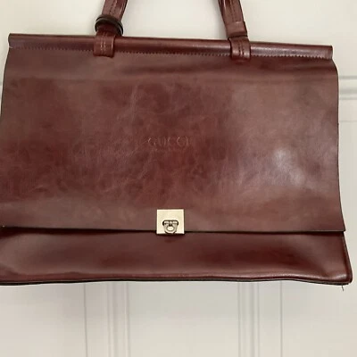 复古 Rina Rich 公文包风格钱包托特包收纳盒乙烯基棕色状况良好 — 第 1/4 张图片