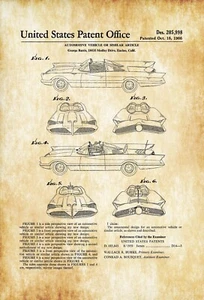 Impresión de arte de pared para el hogar - Plan plano vintage - PATENTE BATMOBILE -A4,A3,A2,A1,A0 - Imagen 1 de 1
