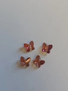 Swarovski Elements Small Pinky Orange 7mm Butterflies X 4 - Picture 1 of 2