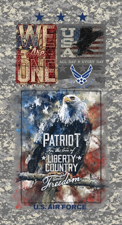 Panel de tela de algodón de la Fuerza Aérea de los Estados Unidos - Panel de acolchado de la Fuerza Aérea de los Estados Unidos - 1337AF Foto 1 de 1
