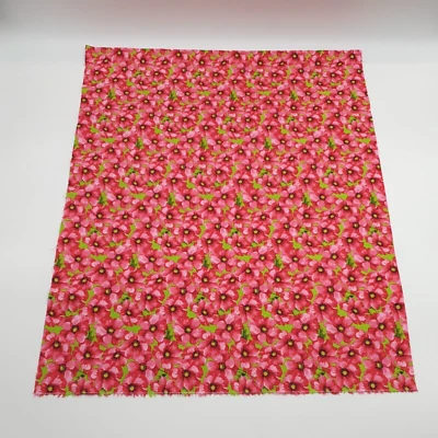 Pink Floral Green Fat Quarter Fabric Square 100% Cotton 18" x 21" Minimum Cut - Image 1 of 4