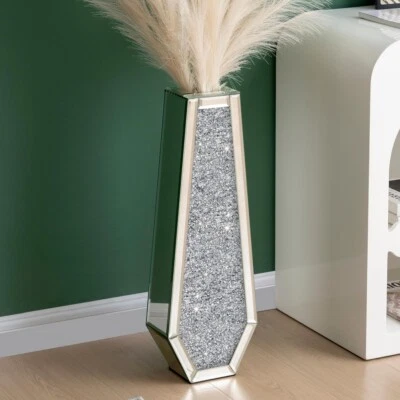 Diamant Bodenvase 68cm groß Glasvase Handarbeit XL Vase aus Glas für Pampasgras - Bild 1 von 4