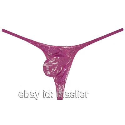 Men's Ice Silk Bikini Thong Underwear Shiny Glossy Liquid Metallic Bulge Tangas - Image 1 of 4