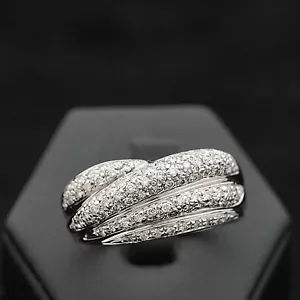 ANELLO STRIPS IN ORO BIANCO 18KT PAVE' DIAMANTI 0.70 CT NATURALI CERTIFICATO - Foto 1 di 6