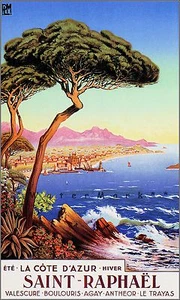 Saint Raphael 1900 Frankreich Cote d'Azur Riviera Vintage Poster Druck Reise Kunst - Bild 1 von 4