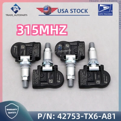 Set 4 TPMS 42753-TX6-A81 315MHz Tire Pressure Sensor for 13-15 Acura ILX 2.0 2.4 - Image 1 of 4