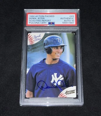 Derek Jeter Signed 1994 Action Packed Baseball Card PSA Slabbed Auto Grade 10 - Image 1 of 2