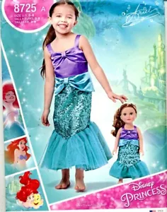 Uncut Craft Pattern Girl Size 3-8 and doll 18” tall Ariel Mermaid Dresses Tail - Picture 1 of 2