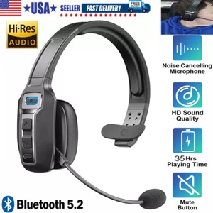 Trucker Bluetooth 5.2 Wireless Headset With Noise Cancelling Mic For Phones PC - Picture 1 of 8