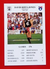 1994 SPEARS AFL Game Card:  DAVID RHYS-JONES  (Carlton)