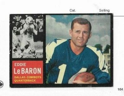 1962 Topps Eddie LeBaron #38 Dallas Cowboys. - Image 1 of 2