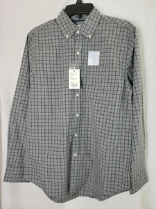 NWT CROFT & BARROW Mens Easy Care Grey Window Checked LS Dress Shirt Sz S - Picture 1 of 6