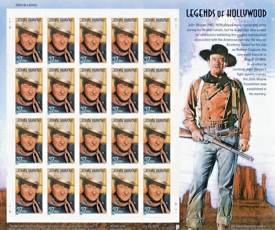 U.S. #3876 MNH, JOHN WAYNE-LEGENDS HOLLYWOOD, F/V $7.40 (2004) - Image 1 of 2