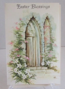 VINTAGE 60's 70's Sagamon Easter Blessings Robert Browning Poem Greeting Card - Picture 1 of 3