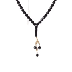 Cuentas de oración religiosa vintage hebra tubo rondelle redondo negro cuentas de vidrio checo - Imagen 1 de 3