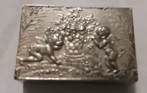 Antique German Hanau 800 Silver Cherubs Matchbox Holder Schleisnerr & Söhne - Picture 1 of 6