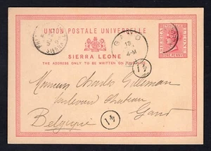 SIERRA LEONE 1898 Postal Card to Belgium - Picture 1 of 2