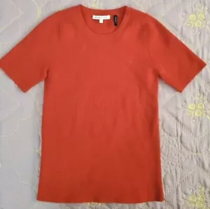 Helmut Lang Damen Rippe Strick Essential T-Shirt Oberteil hellrot mittel Top Zustand - Bild 1 von 1