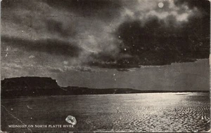 Cartolina Midnight on North Platte Nebraska luna piena Kaufmann & Wernert 1914 - Foto 1 di 2