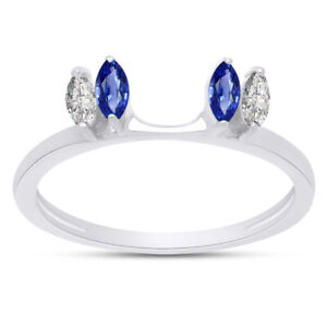 Traditional Wrap Enhancer Wedding Ring Simulated Sapphire Solid Sterling Silver