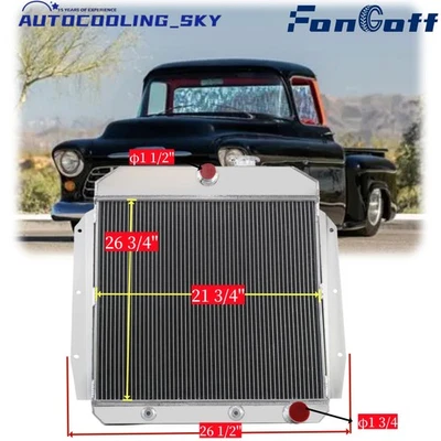3-ROW Radiator Fit 1955-1959 1956 Chevy Truck 3100 3200 3400 3500 3600 3800 3.8L - Изображение 1 из 4