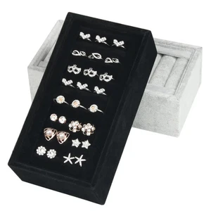 Velvet Jewelry Ring Display Tray Holder Storage Organizer Case - Picture 1 of 7