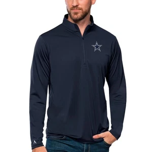 Antigua Mens MEDIUM Dallas Cowboys 1/4 Zip Lightweight Blue Pullover NEW w/ Tags - Picture 1 of 13