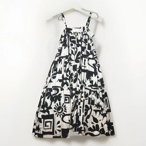 Anthropologie Abel The Label Trapeze Maxi Dress M Abstract Artsy Black & Ecru - Picture 1 of 8