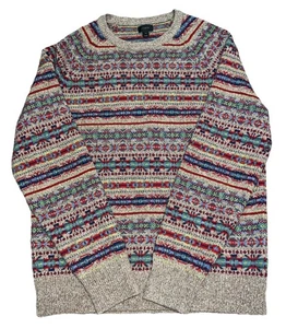 J.Crew Fair Isle Lammwolle Herrenpullover Gr. Medium braun bunt Rundhalsausschnitt - Bild 1 von 13
