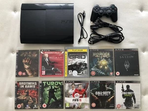 Sony PlayStation 3 Super Slim 500GB Console Bundle Wireless Controller 10 Games - Picture 1 of 4