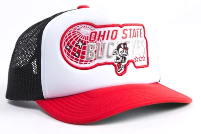 Ohio State OSU Buckeyes Globe Trucker Hat Snapback Retro Style Adjustable New - Image 1 of 4