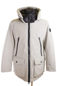 WOOLRICH Men's L Hooded Down Soft Shell Parka Jacket Light Grey RRP €740 * - Picture 1 of 15