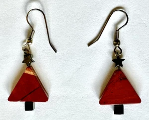 DURCHBOHRTE WEIHNACHTSBAUM KUNSTHOLZ GLAS OHRRINGE, 2" TROPFEN - Bild 1 von 7