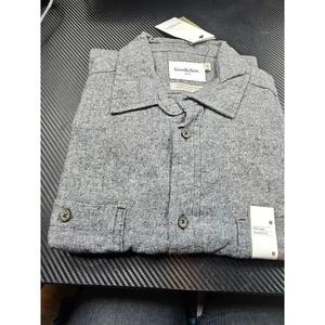 Goodfellow & Co. Men’s Mid-Weight Flannel Button Down LS Gray Size M Shirt NWT - Picture 1 of 4