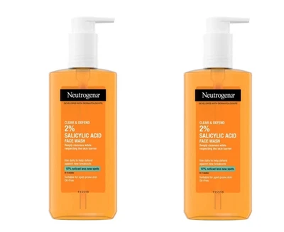 2X Neutrogena Clear and Defend Facial Wash With 2% Salicylic Acid Oil Free 200ml