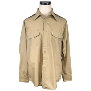 Camisa Bill Blass XL 70s Para Hombres Caqui Manga Larga Abotonada con Bolsillos con Solapa - Imagen 1 de 12