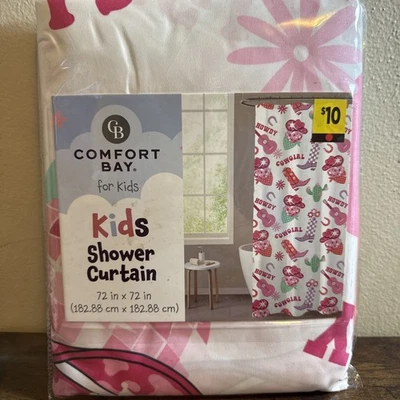 New Comfort Bay Shower Curtain For Kids Bathroom - Cowgirl Decor For Girls - Image 1 of 4