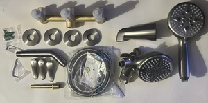 3 Griff Duscharmatur Set mit Wannenauslauf Badewanne Duscharmatur Kombiset Dusche - Bild 1 von 9