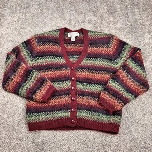 Vintage Milano Design Group Cardigan Women's S Burgundy Mohair Blend Grannycore - Picture 1 of 5