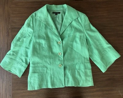 Lafayette 148 Linen Blazer Jacket Women’s 16 Summer Green 3/4 Bell Sleeve - Image 1 of 4