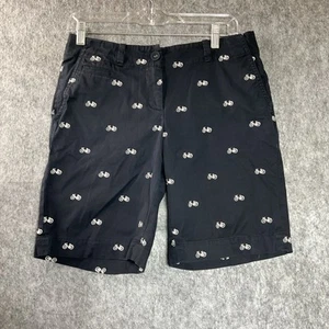 Talbots Shorts Womens PM Blue Geometric Bicycles Pockets Petite Medium 30x10 - Picture 1 of 14