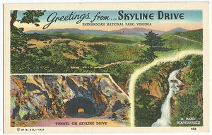 Skyline Drive Grüße Leinen Vintage Postkarte - Bild 1 von 2