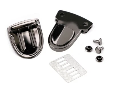 Steckschloss dark 2x Mappenschloss Taschenverschluss 28x32  inkl. 4 Nieten - Bild 1 von 2