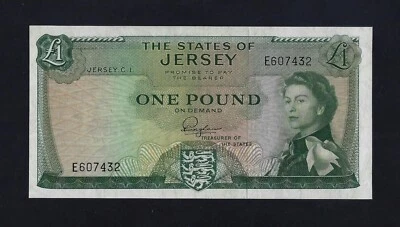 Jersey 1 Pound 1963 P-8 XF   Great Britain ENGLAND UK - Image 1 of 2