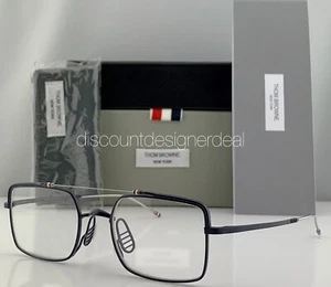 Thom Browne Square Eyeglasses TBX909-49-03 Navy Blue Metal Clear Demo Lens NEW - Picture 1 of 6