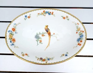 MZ Altrohlau Golden Pheasant Oval Serving Platter 9.5" From Czechoslovakia - Picture 1 of 5